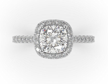Cushion White Gold Halo Style Engagement Ring 