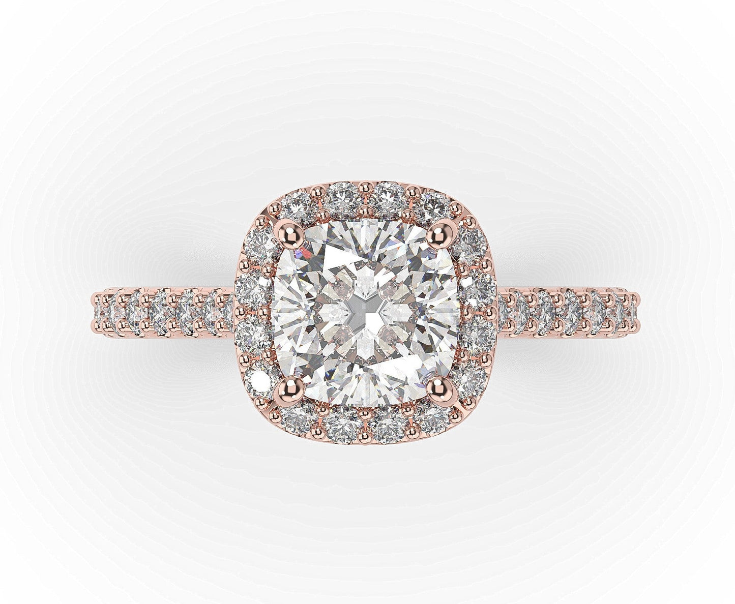 Cushion Rose Gold Halo Style Engagement Ring 