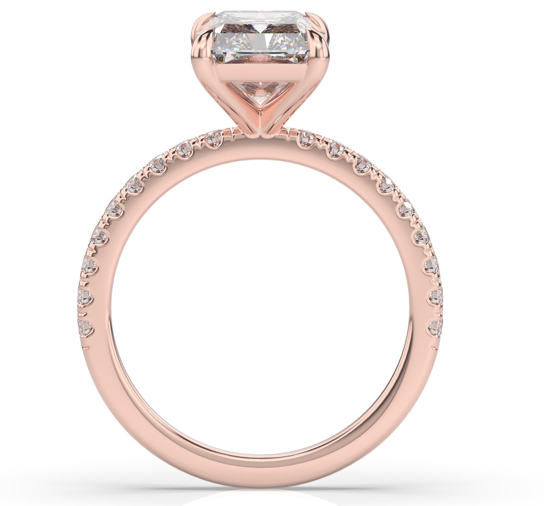 Radiant Rose Gold Claw Set Style Engagement Ring 