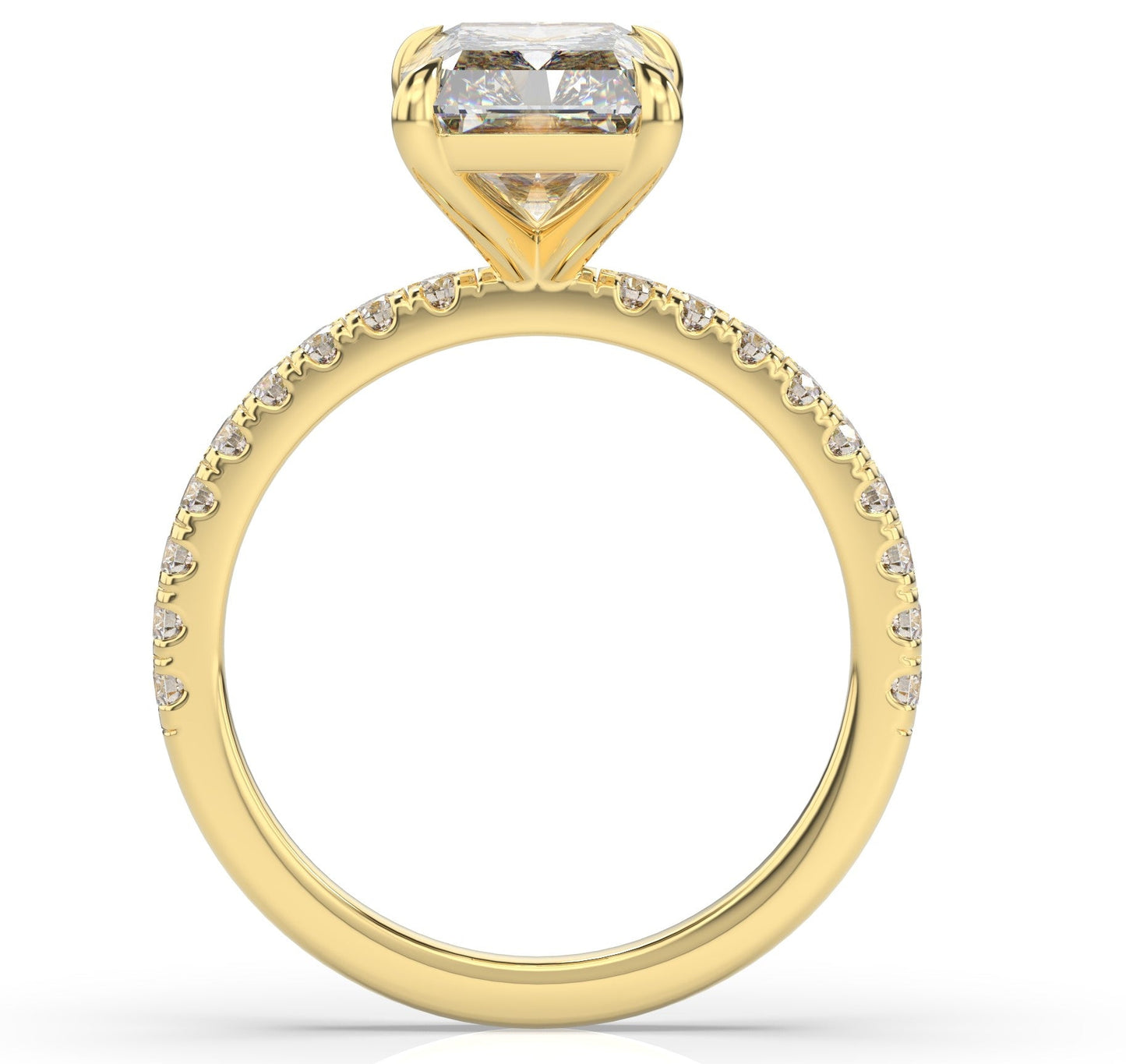 Radiant Yellow Gold Claw Set Style Engagement Ring 