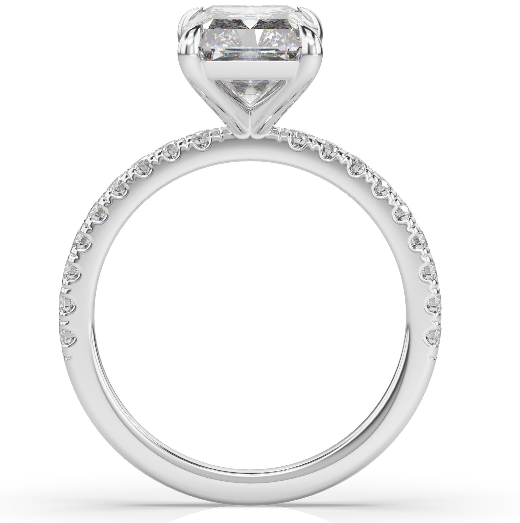 Radiant White Gold Claw Set Style Engagement Ring 