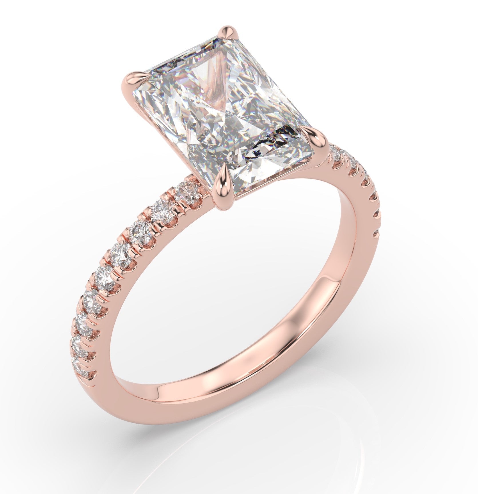 Radiant Rose Gold Claw Set Style Engagement Ring 