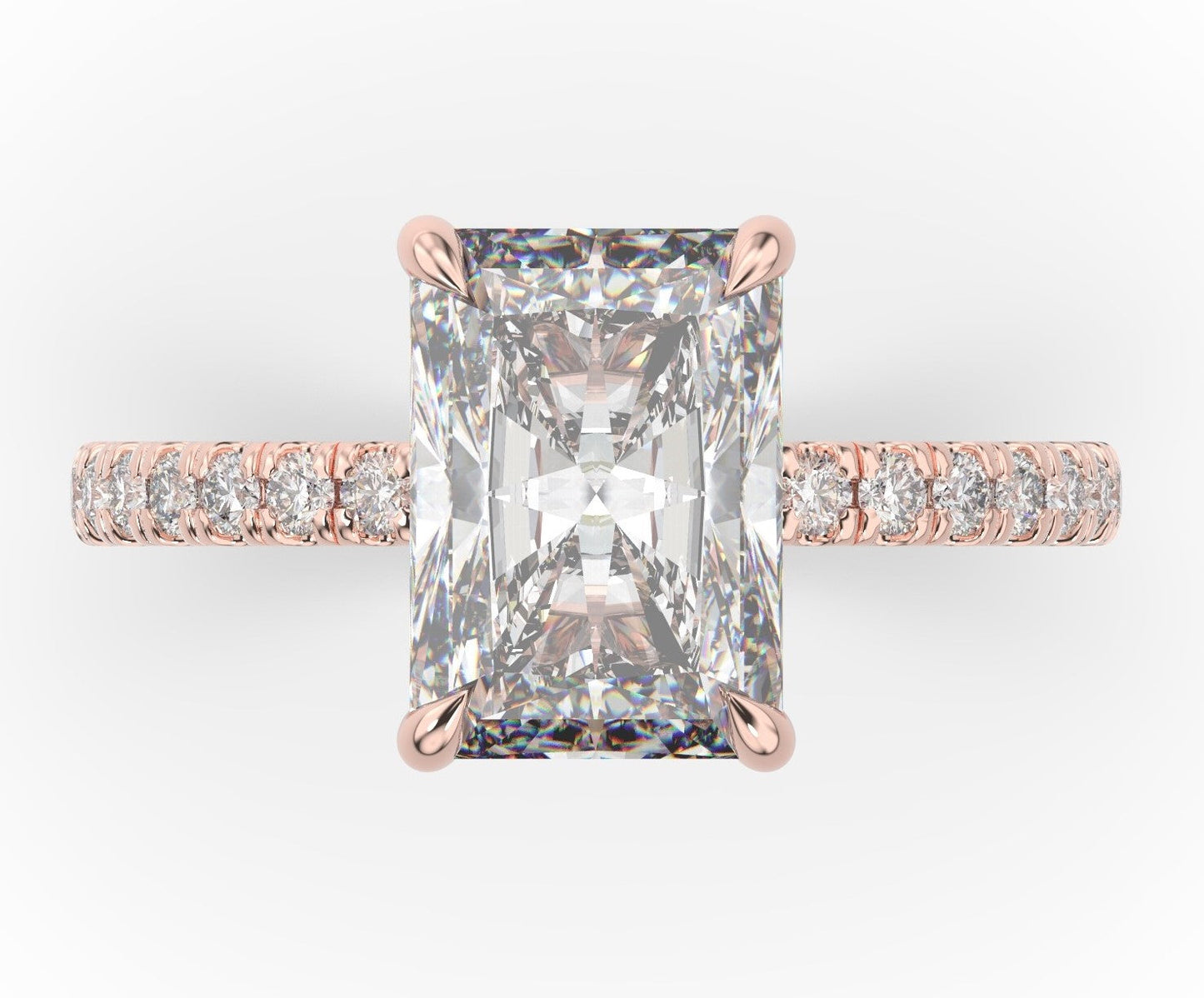 Radiant Rose Gold Claw Set Style Engagement Ring 