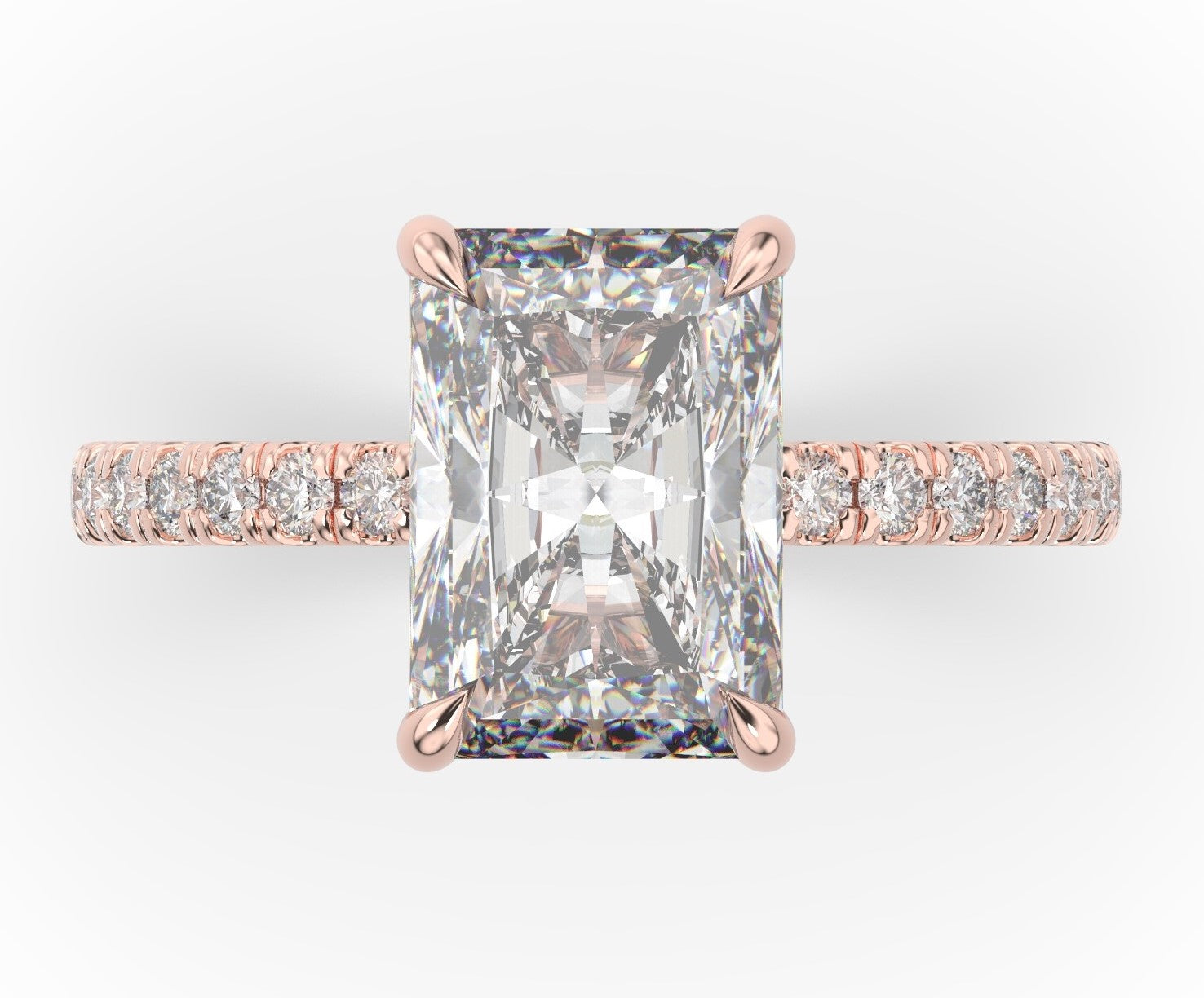 Radiant Rose Gold Claw Set Style Engagement Ring 