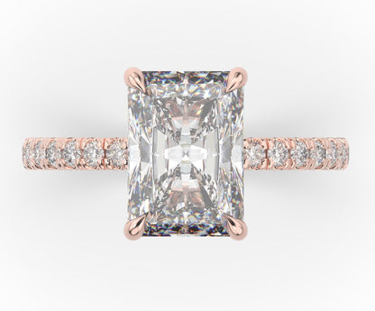 Radiant Rose Gold Claw Set Style Engagement Ring 