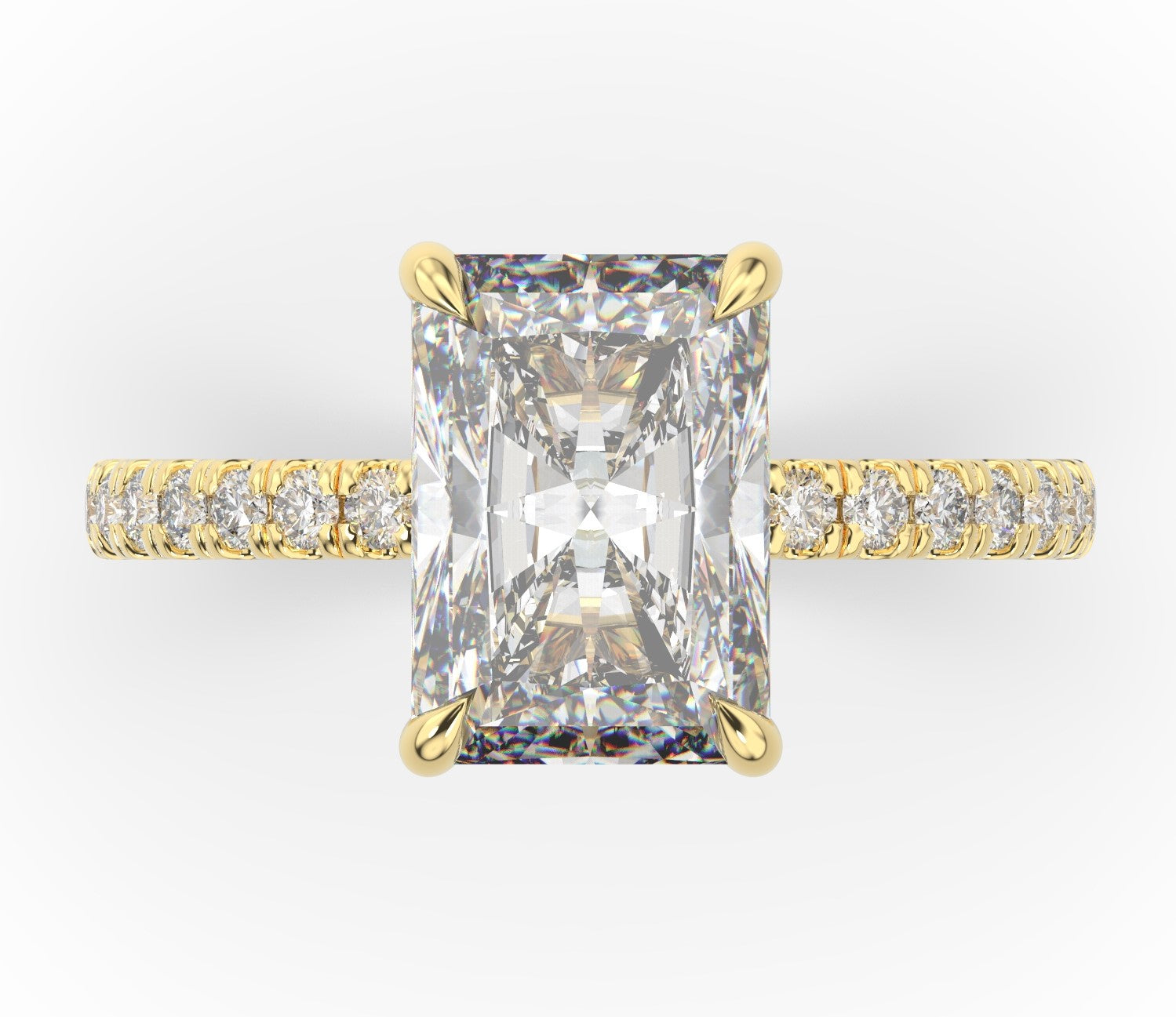 Radiant Yellow Gold Claw Set Style Engagement Ring 