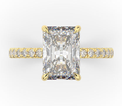 Radiant Yellow Gold Claw Set Style Engagement Ring 