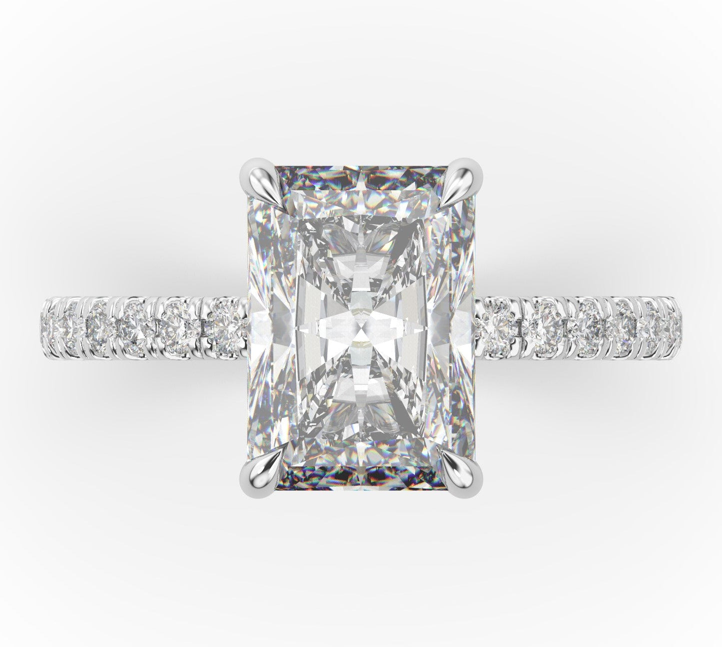 Radiant White Gold Claw Set Style Engagement Ring 