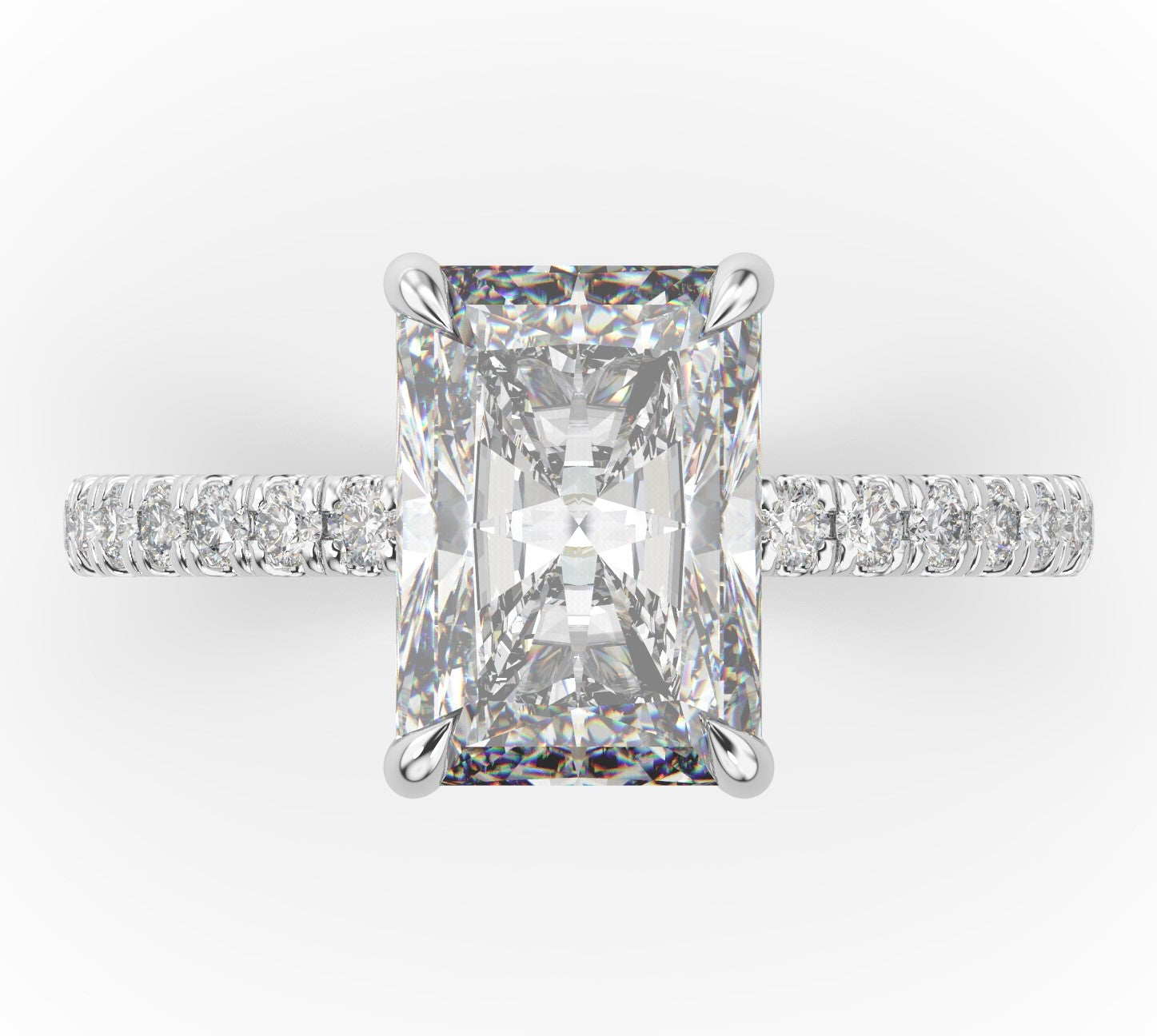 Radiant White Gold Claw Set Style Engagement Ring 
