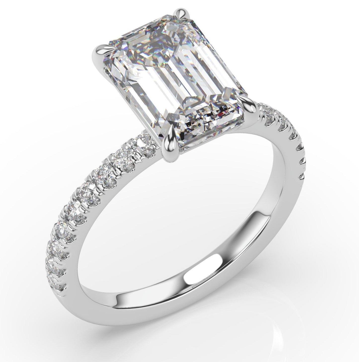 Emerald White Gold Claw Set Style Engagement Ring 