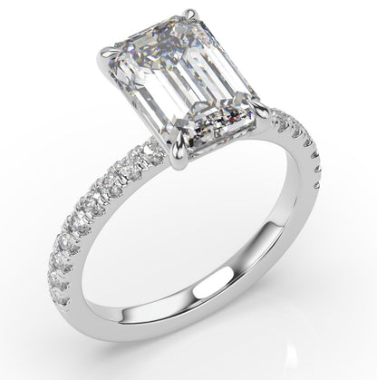 Emerald White Gold Claw Set Style Engagement Ring 
