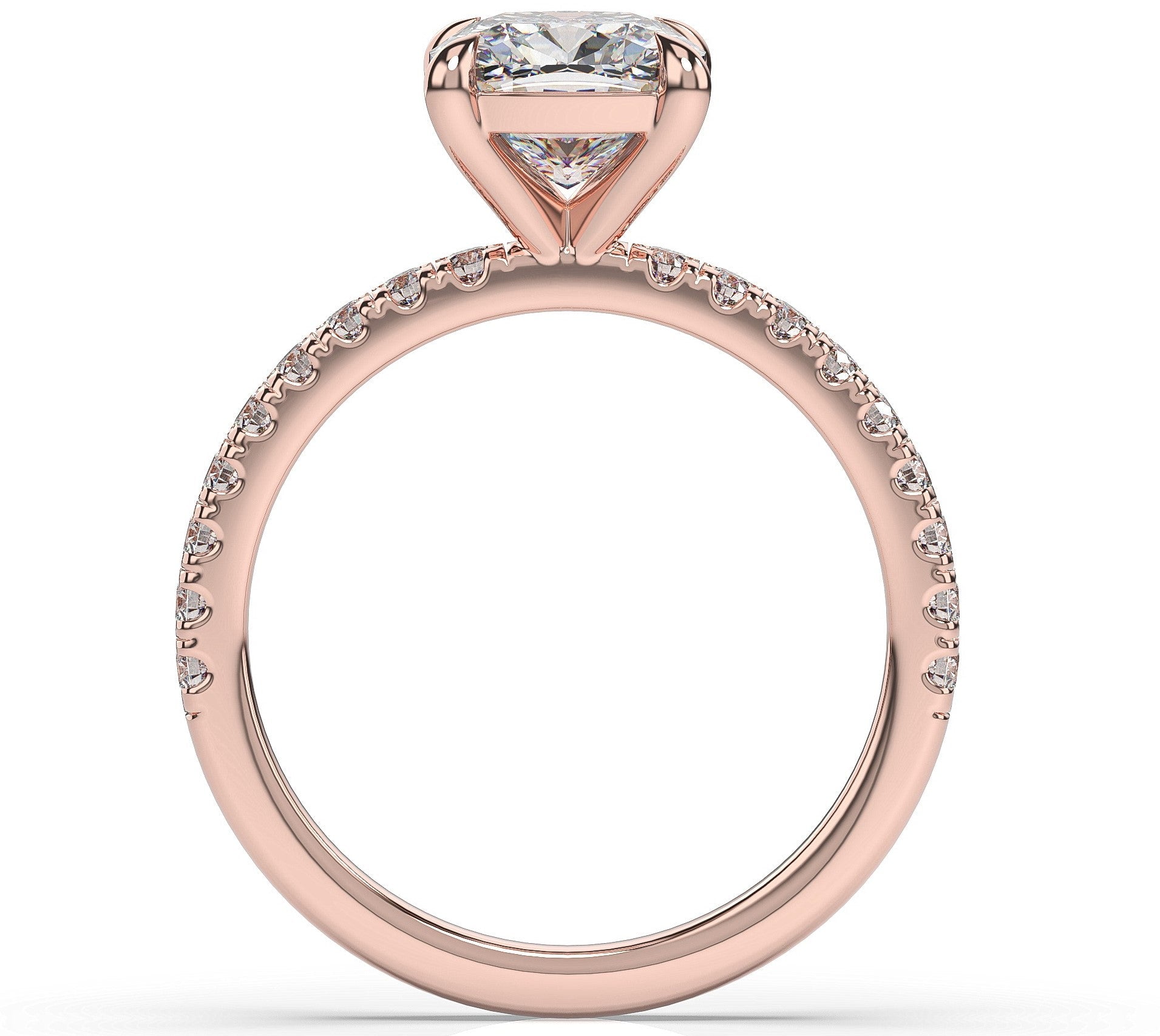 Cushion Rose Gold Claw Set Style Engagement Ring 