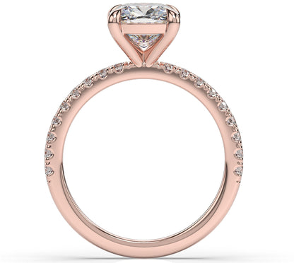 Cushion Rose Gold Claw Set Style Engagement Ring 