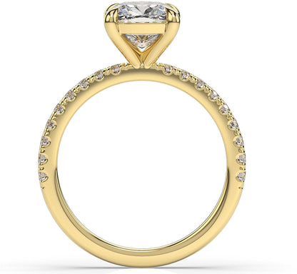 Cushion Yellow Gold Claw Set Style Engagement Ring 