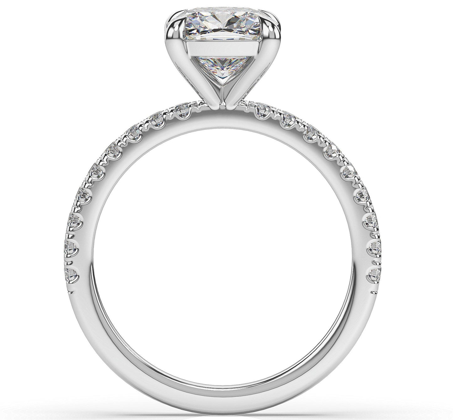 Cushion White Gold Claw Set Style Engagement Ring 