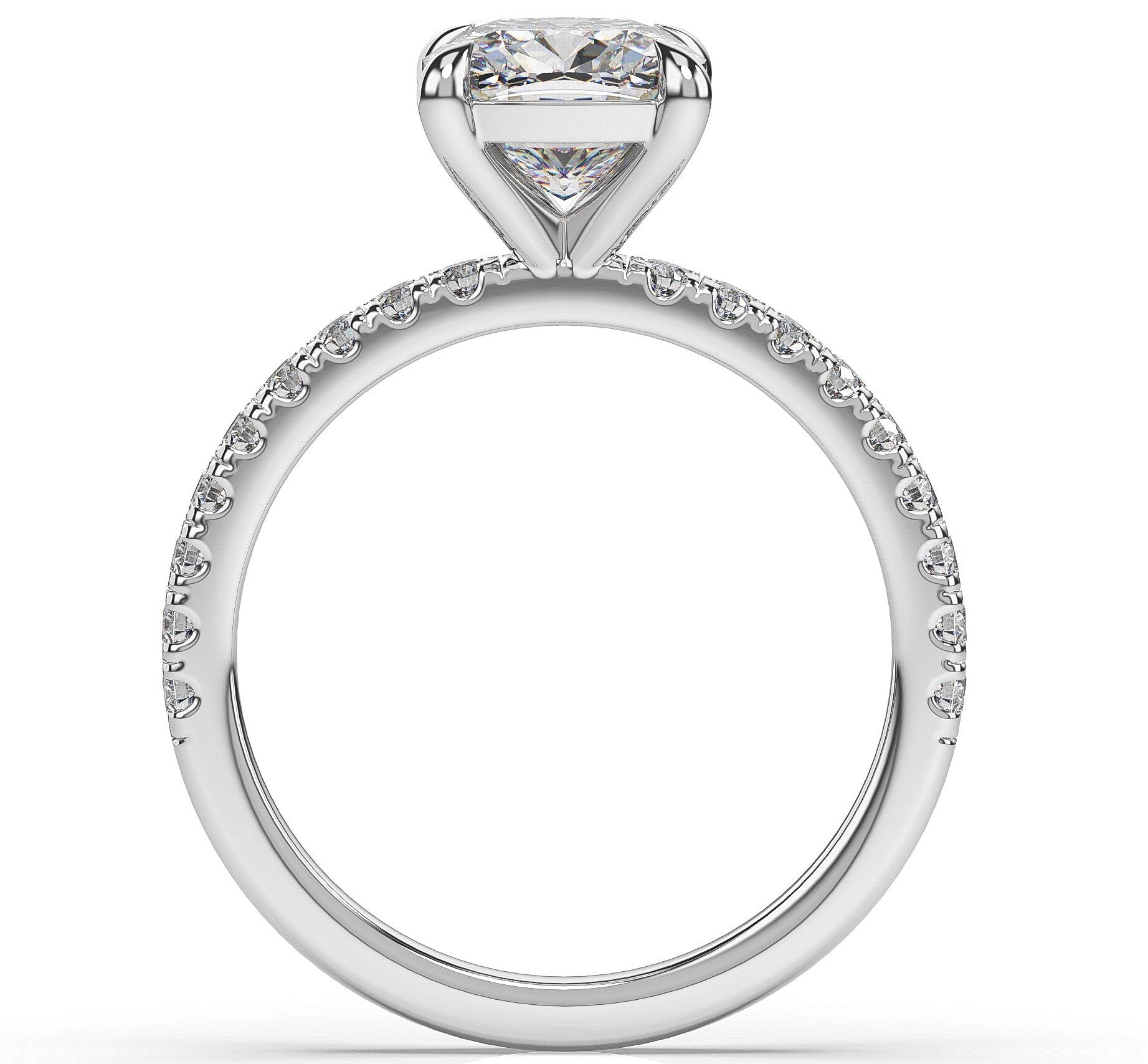 Cushion White Gold Claw Set Style Engagement Ring 