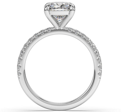 Cushion White Gold Claw Set Style Engagement Ring 