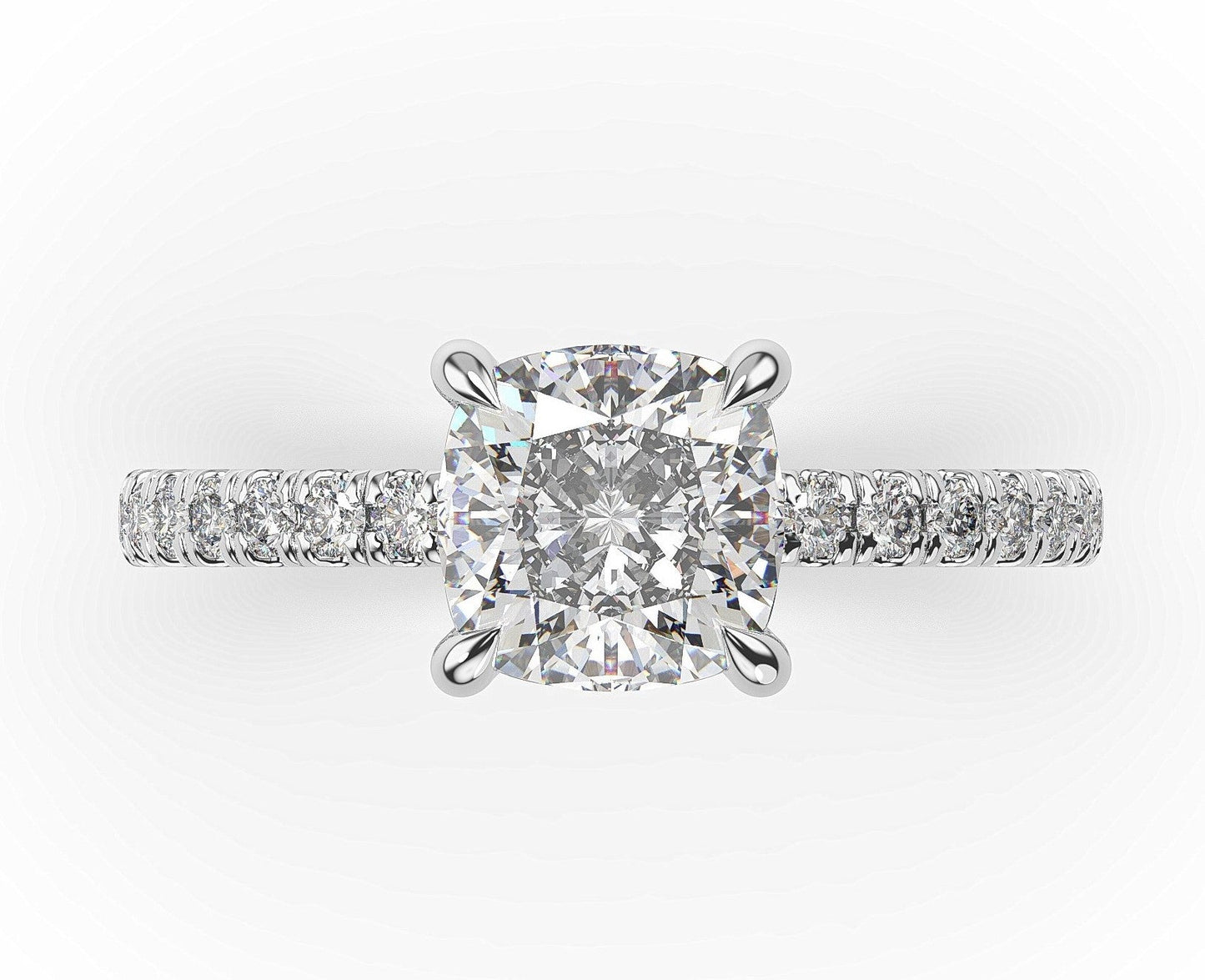 Cushion White Gold Claw Set Style Engagement Ring 