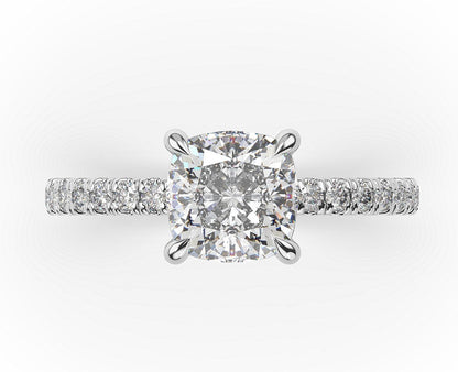 Cushion White Gold Claw Set Style Engagement Ring 
