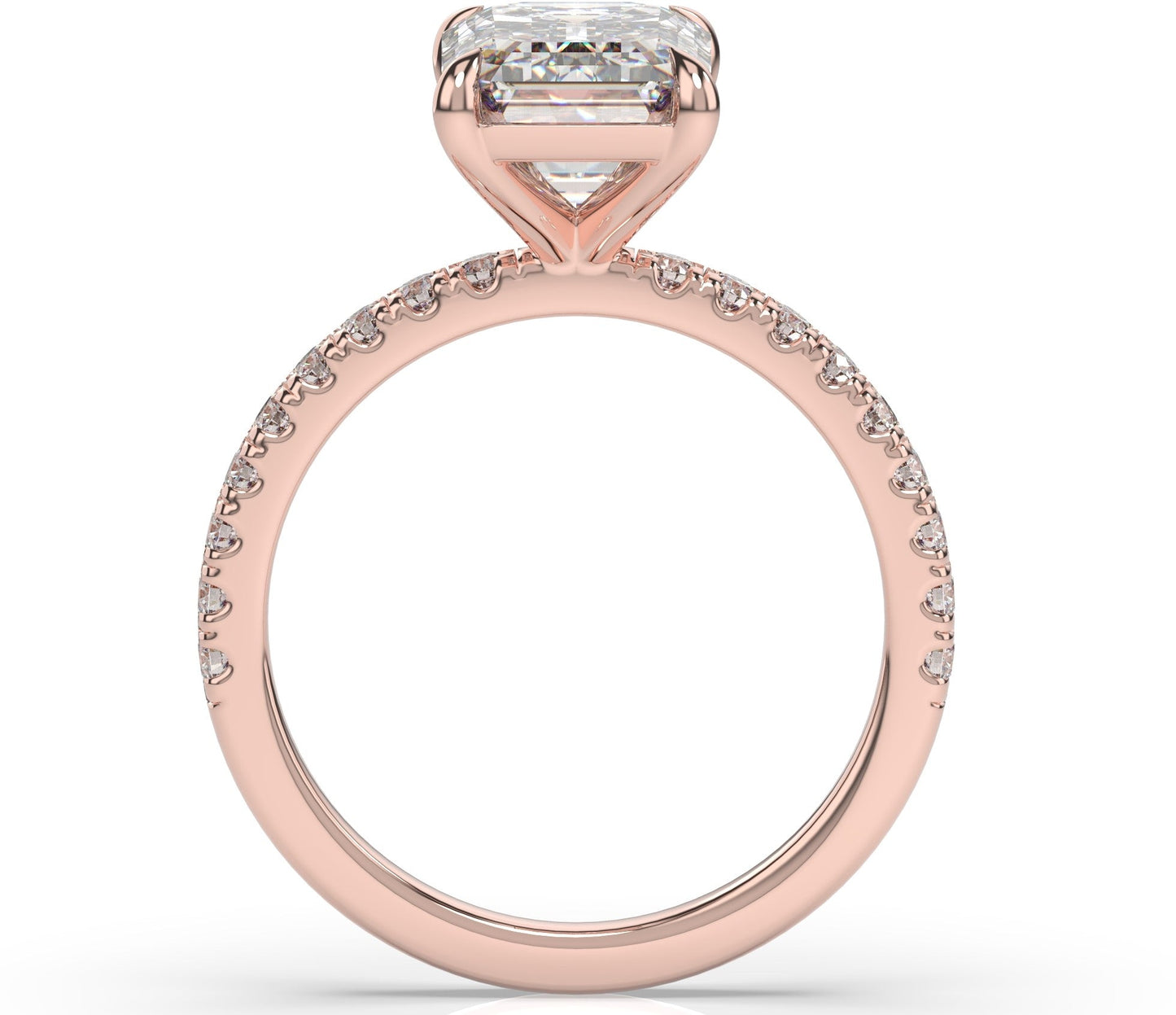 Emerald Rose Gold Claw Set Style Engagement Ring 