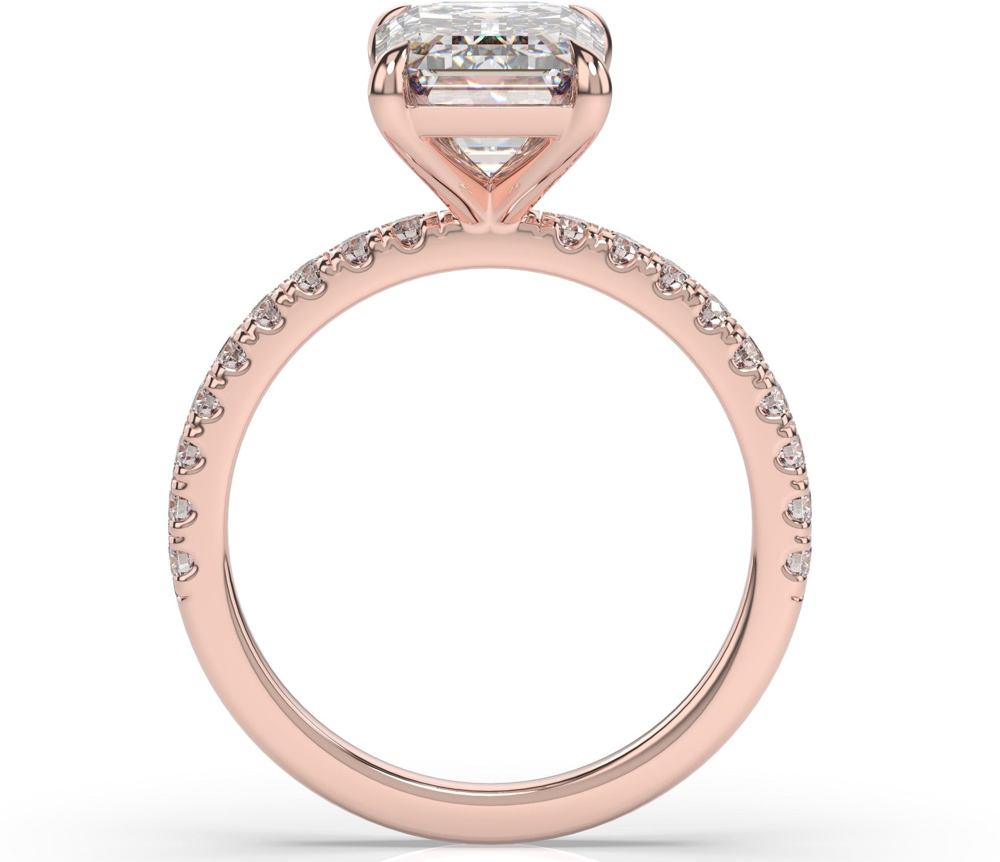 Emerald Rose Gold Claw Set Style Engagement Ring 