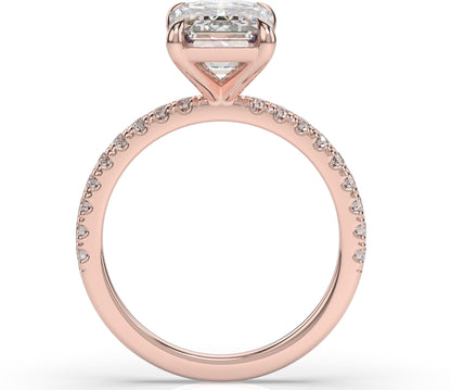 Emerald Rose Gold Claw Set Style Engagement Ring 