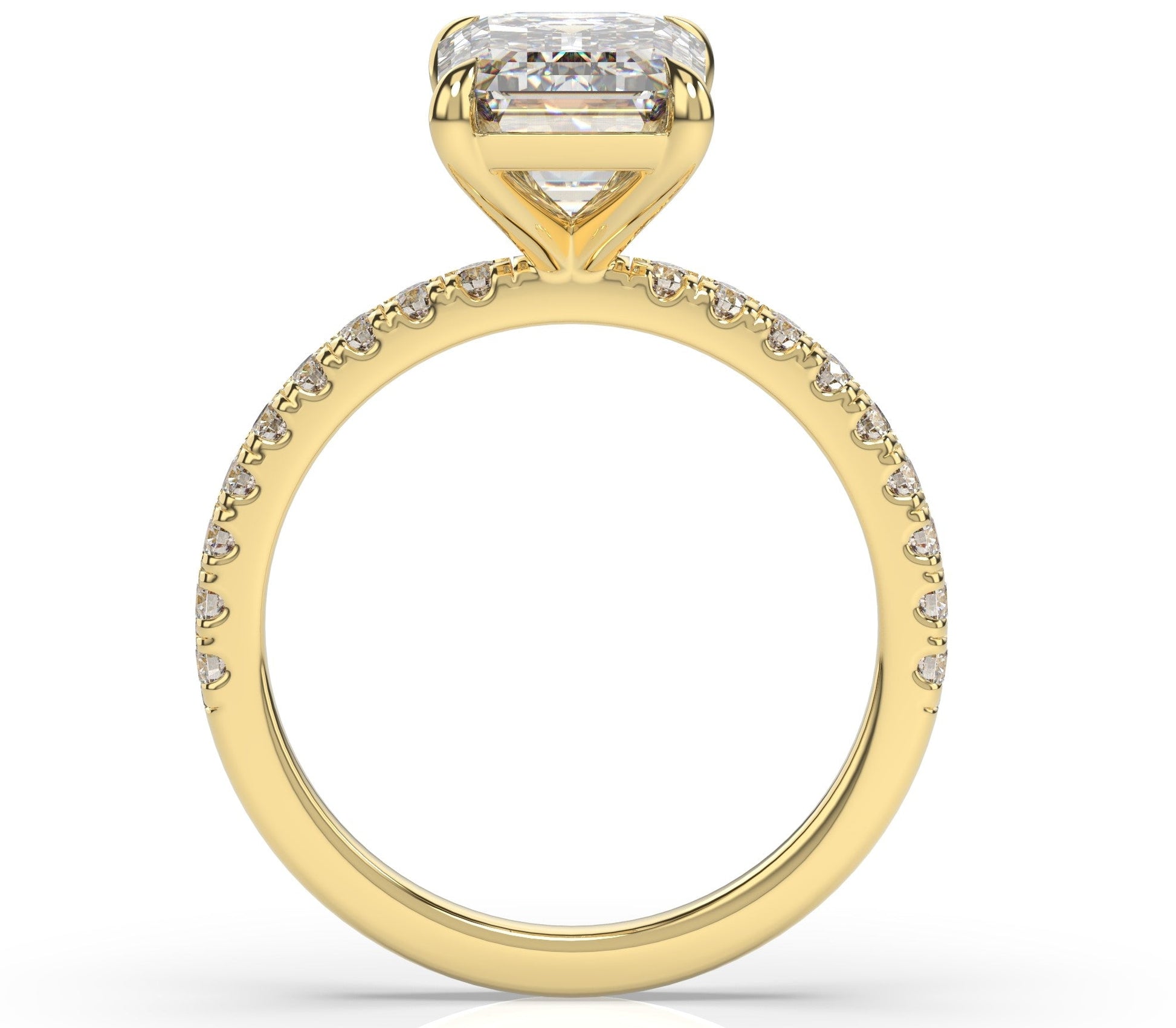Emerald Yellow Gold Claw Set Style Engagement Ring 