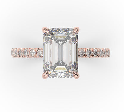 Emerald Rose Gold Claw Set Style Engagement Ring 