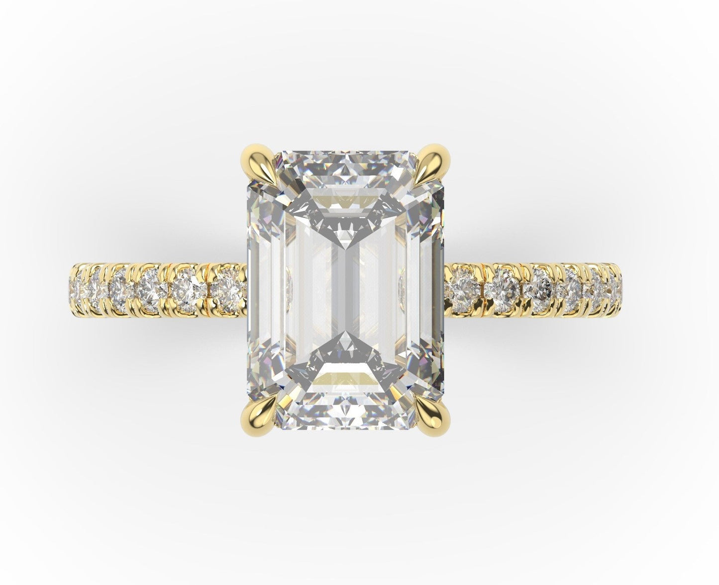Emerald Yellow Gold Claw Set Style Engagement Ring 