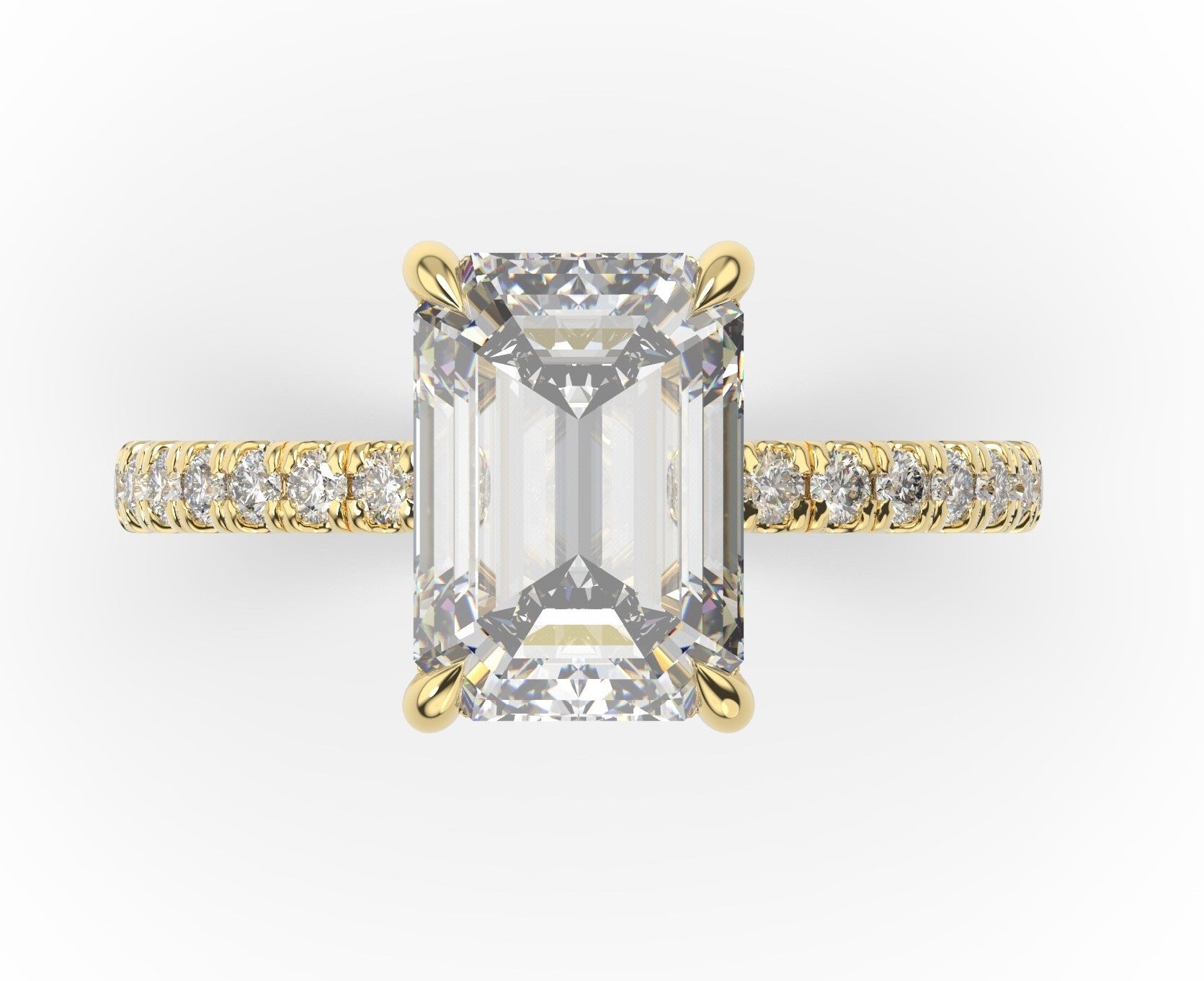 Emerald Yellow Gold Claw Set Style Engagement Ring 
