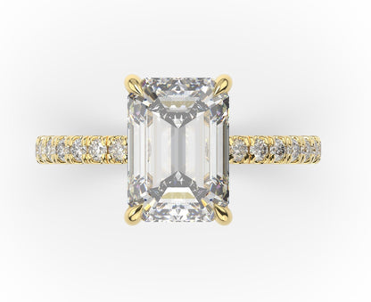 Emerald Yellow Gold Claw Set Style Engagement Ring 