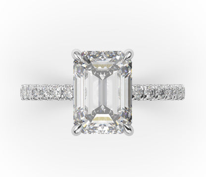 Emerald White Gold Claw Set Style Engagement Ring 
