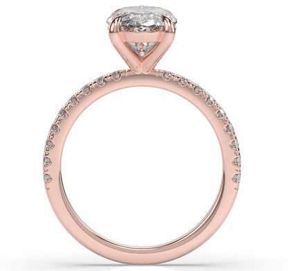 Oval Rose Gold Claw Set Style Engagement Ring 