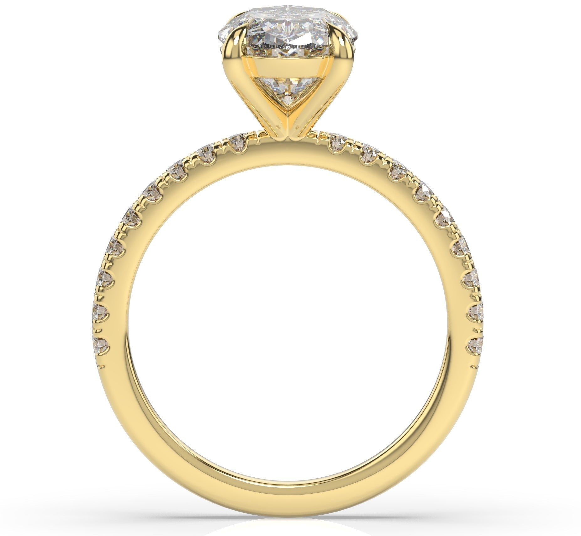 Oval Yellow Gold Claw Set Style Engagement Ring 