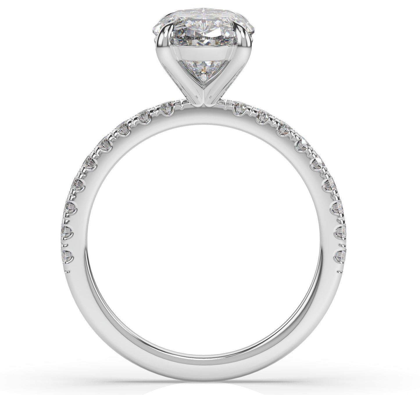 Oval White Gold Claw Set Style Engagement Ring 