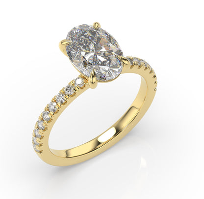 Oval Yellow Gold Claw Set Style Engagement Ring 