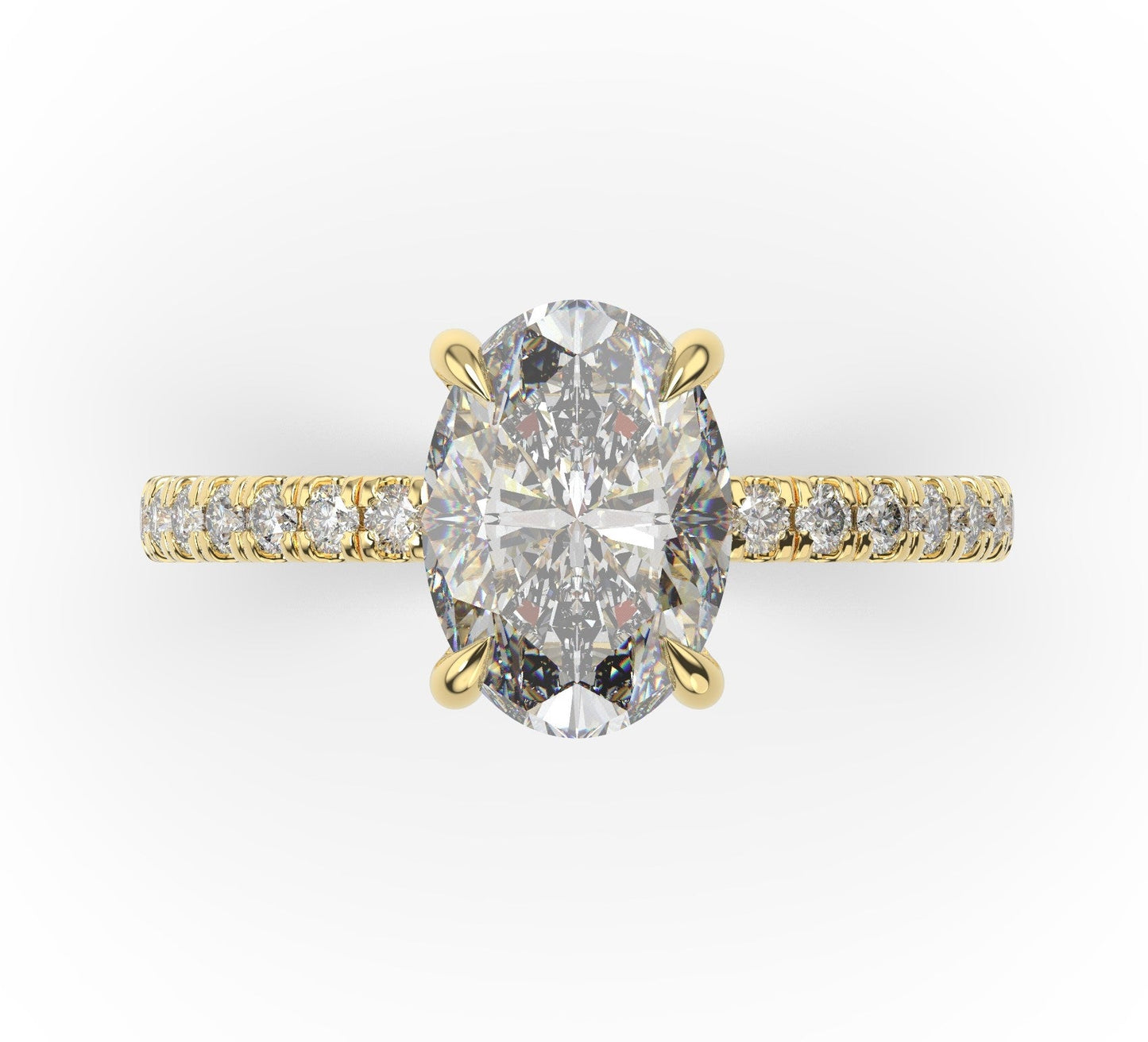 Oval Yellow Gold Claw Set Style Engagement Ring 