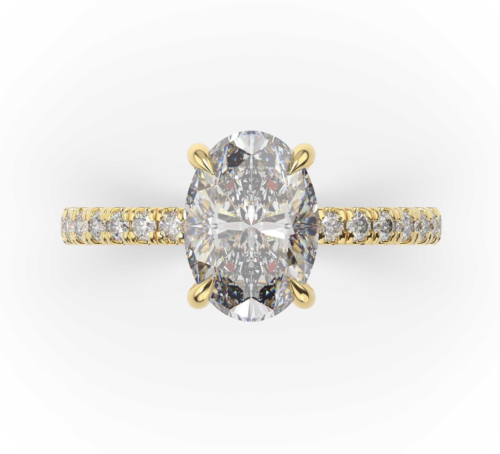 Oval Yellow Gold Claw Set Style Engagement Ring 