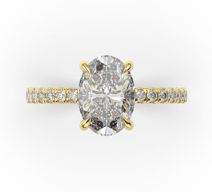 Oval Yellow Gold Claw Set Style Engagement Ring 