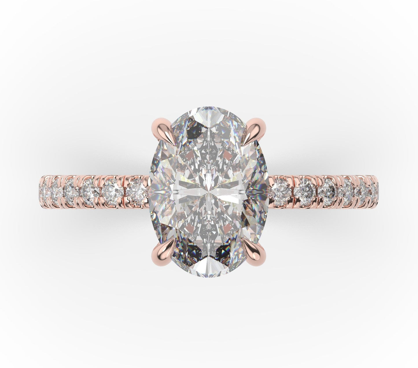 Oval Rose Gold Claw Set Style Engagement Ring 