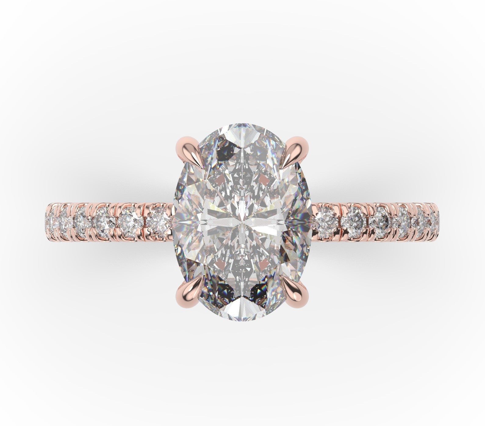 Oval Rose Gold Claw Set Style Engagement Ring 