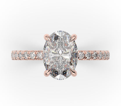 Oval Rose Gold Claw Set Style Engagement Ring 