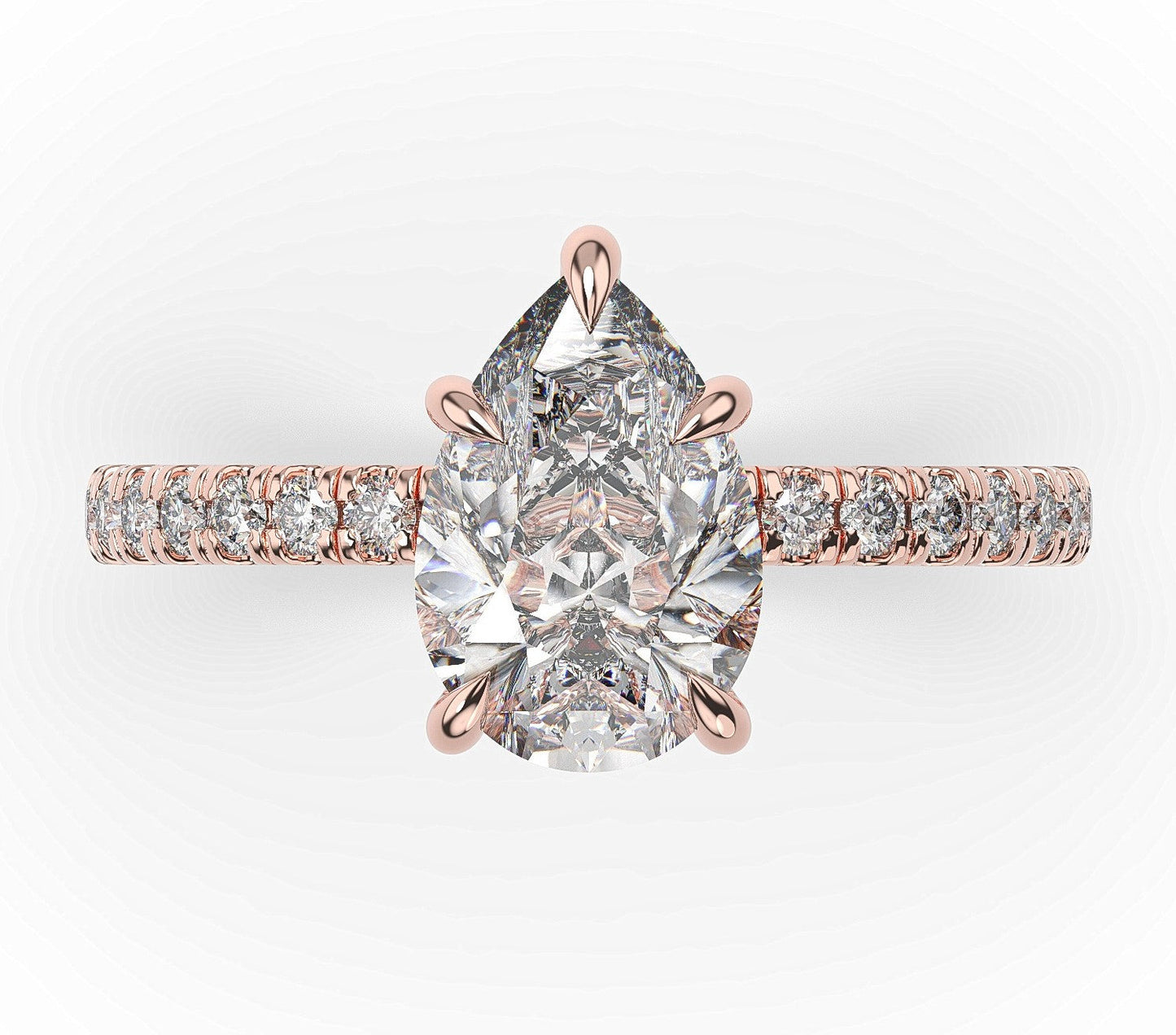 Pear Rose Gold Claw Set Style Engagement Ring 