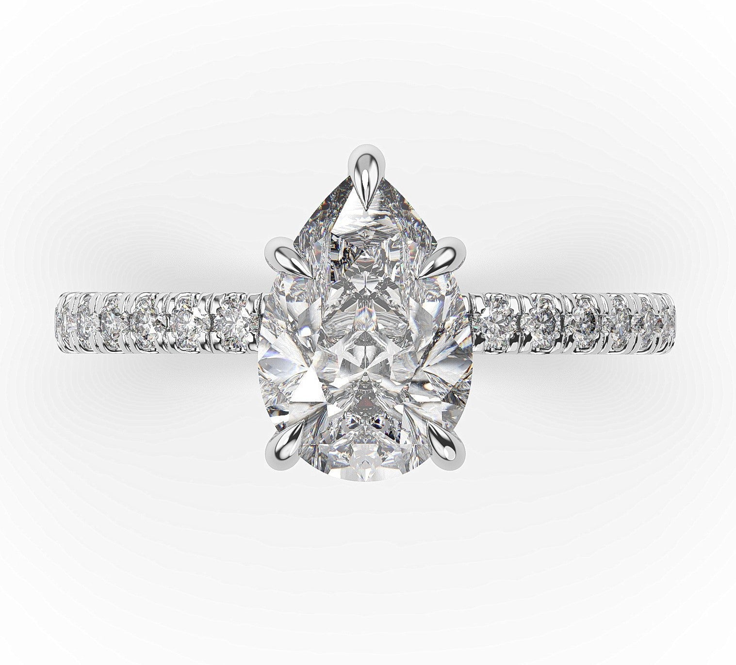 Pear White Gold Claw Set Style Engagement Ring 