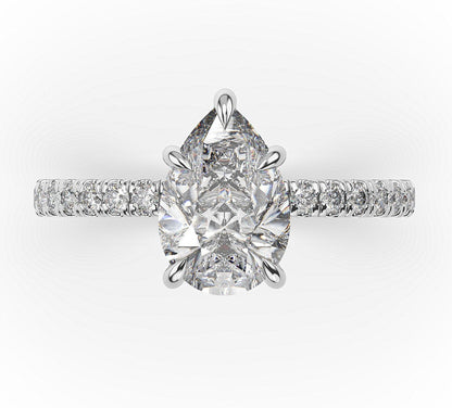 Pear White Gold Claw Set Style Engagement Ring 