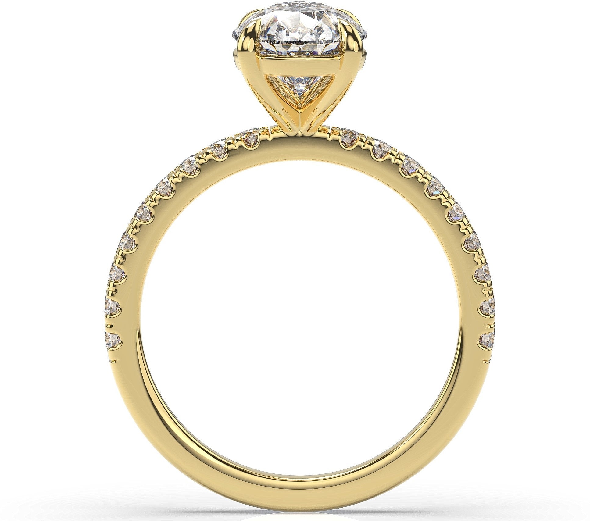 Pear Yellow Gold Claw Set Style Engagement Ring 