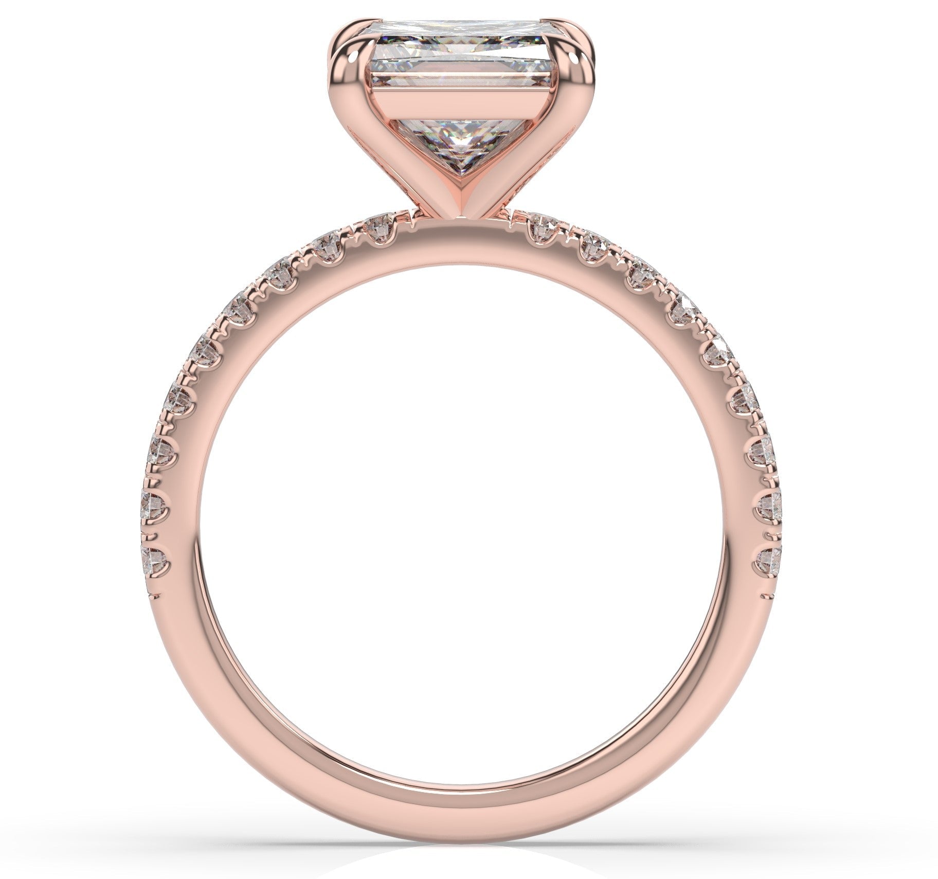 Princess Rose Gold Claw Set Style Engagement Ring 