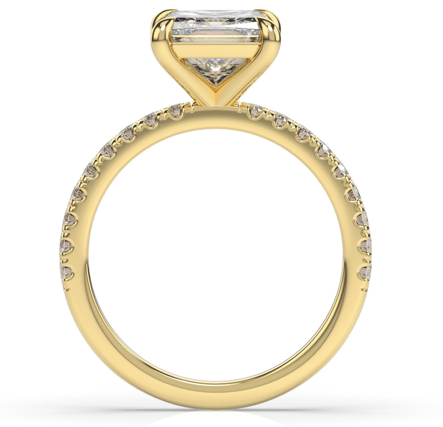 Princess Yellow Gold Claw Set Style Engagement Ring 