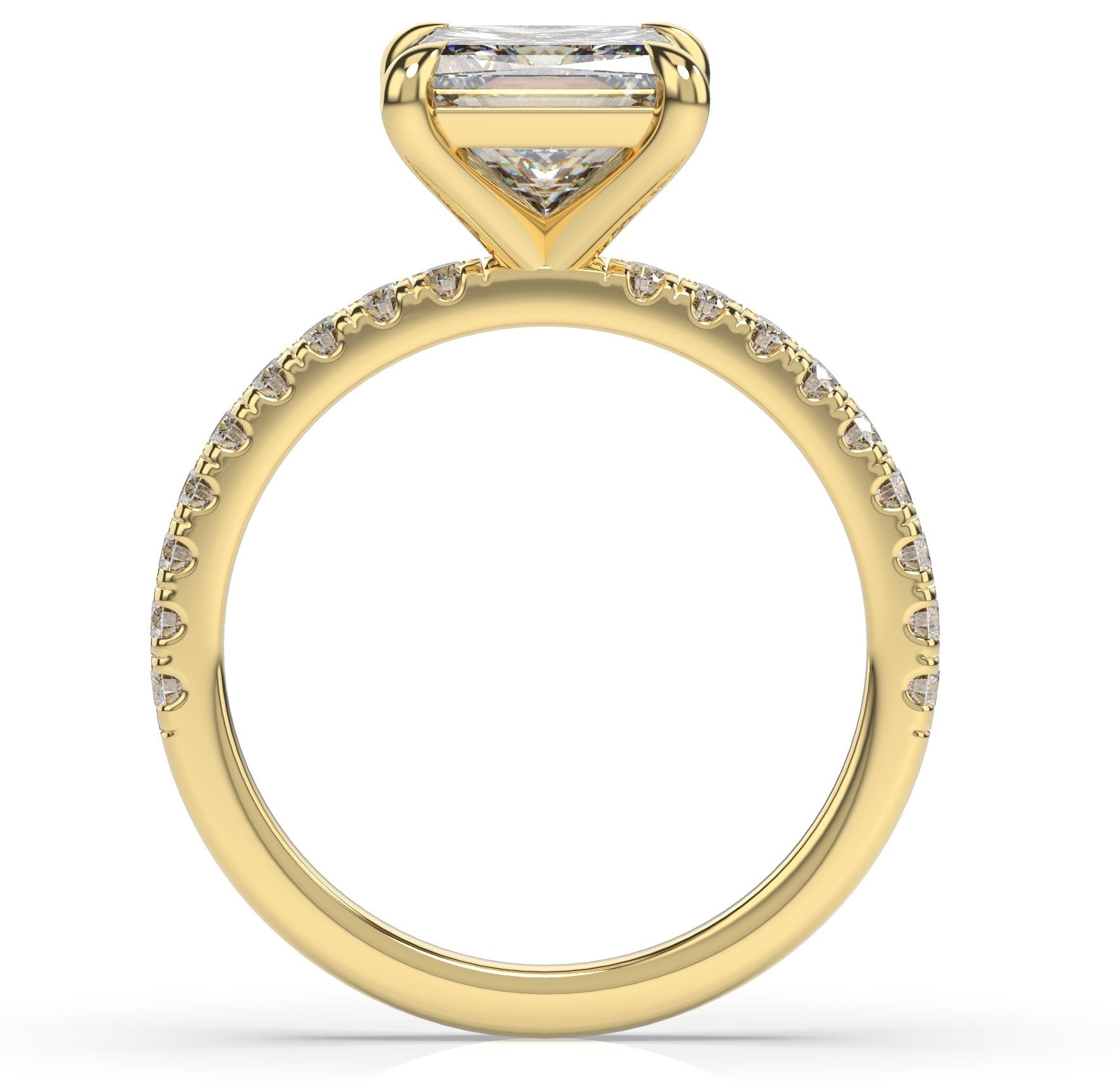 Princess Yellow Gold Claw Set Style Engagement Ring 