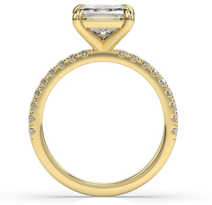 Princess Yellow Gold Claw Set Style Engagement Ring 